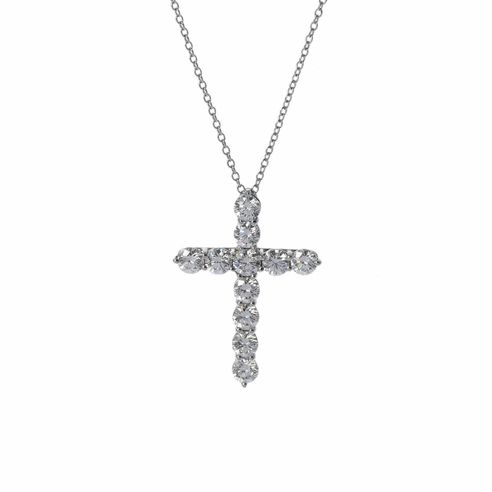 TIFFANY Cross Diamond Platinum Necklace